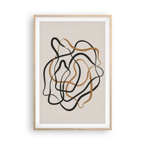 Plakat i ramme af lyst egetræ - Alt er gået galt - 61x91 cm