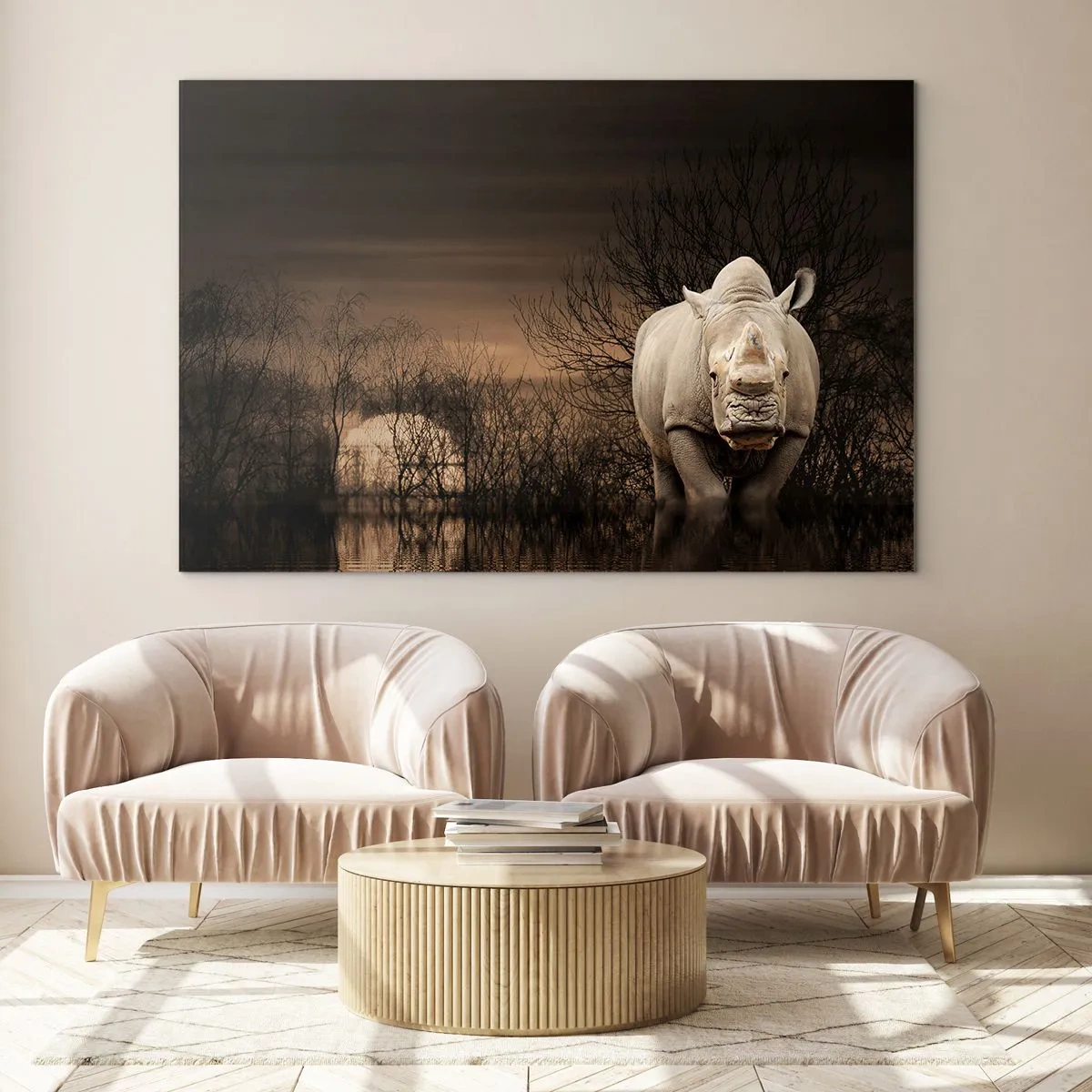 Billede på glas - Hvidt mod naturen - 120x80 cm