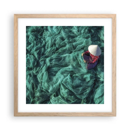 Plakat i ramme af lyst egetræ - I et hav af lys - 40x40 cm