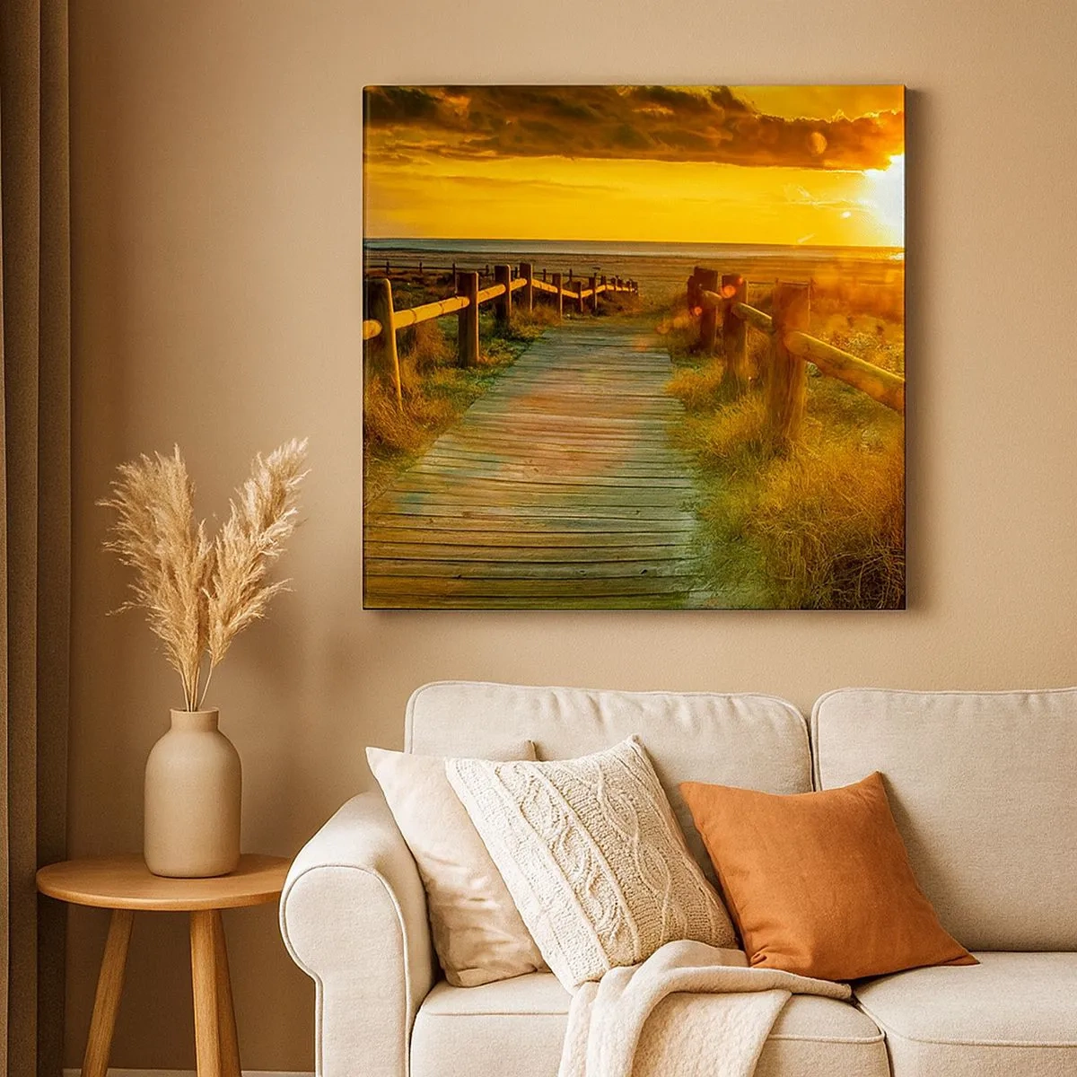 Lærredstryk - Billede på lærred - Badet i gammelt guld - 30x30 cm