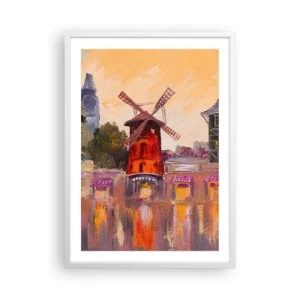 Plakat i hvid ramme - Parisiske ikoner - Moulin Rouge - 50x70 cm
