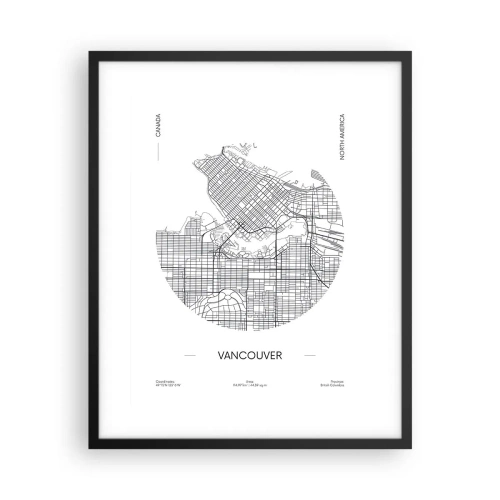 Plakat i sort ramme - Anatomi af Vacouver - 40x50 cm
