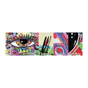 Prøve Fototapet Premium Canvas - Et farverigt øje - en farverig sjæl - Abstraktion, Øje, Grafik - 100x30 cm