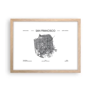 Plakat i ramme af lyst egetræ - San Franciscos anatomi - 40x30 cm
