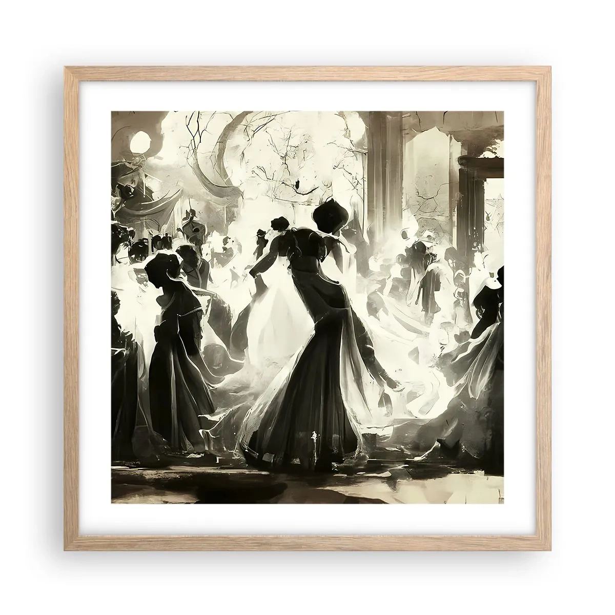 Plakat i ramme af lyst egetræ - Den store maskerade - 50x50 cm