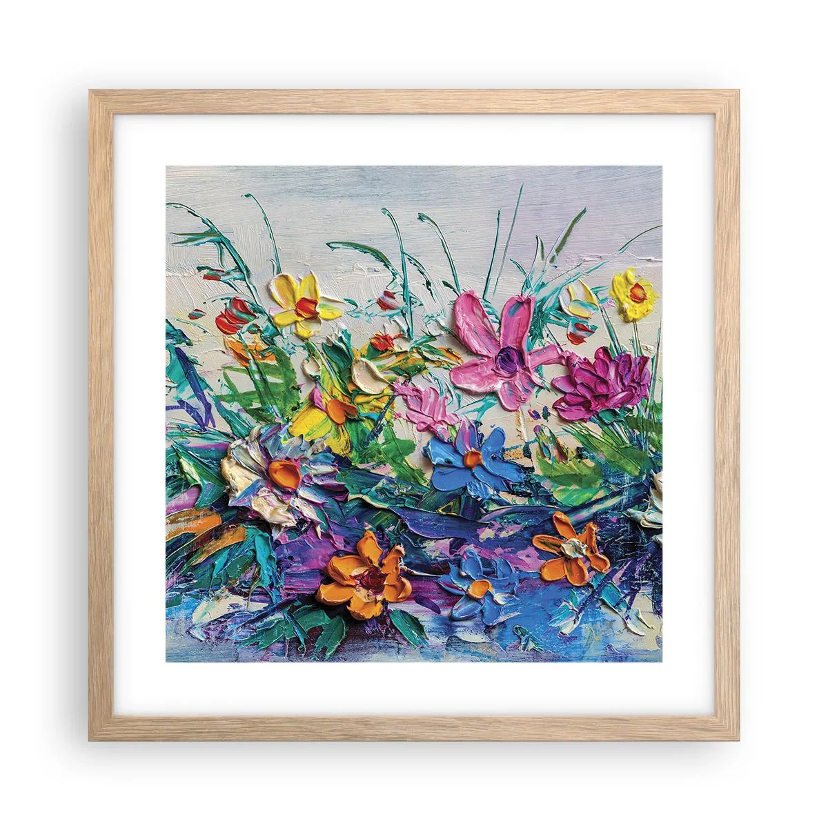 Plakat i ramme af lyst egetræ - Overhovedet ikke et stilleben - 40x40 cm