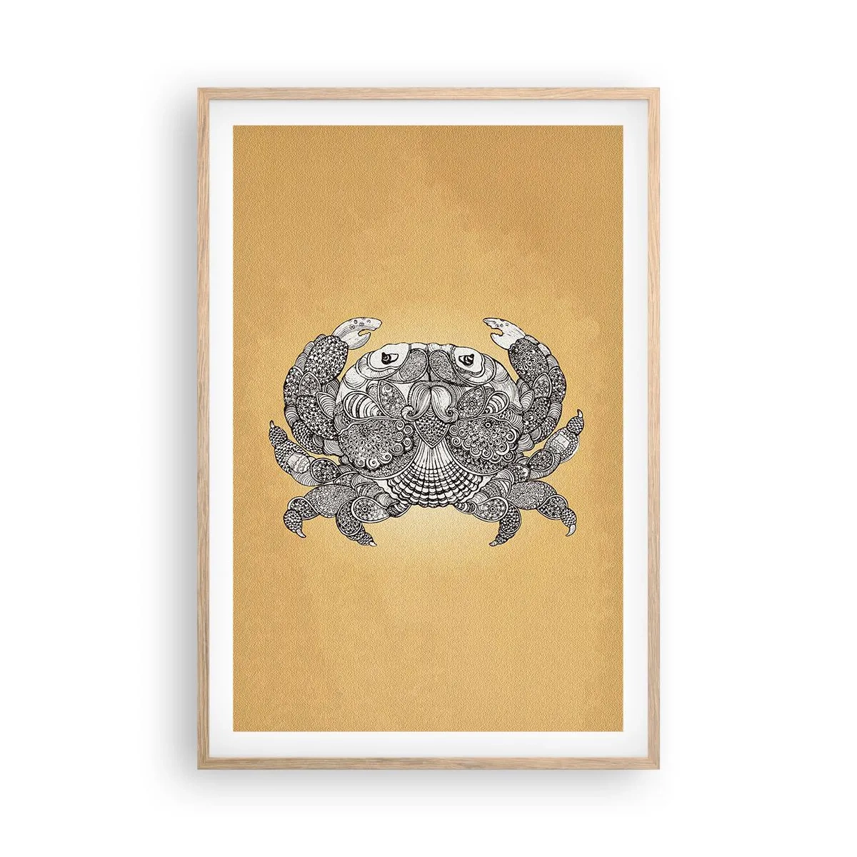Plakat i ramme af lyst egetræ - Fortællinger om hr. krabbe - 61x91 cm