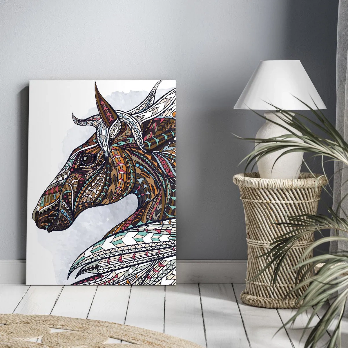 Lærredstryk - Billede på lærred - Den keltiske krigers hest - 50x70 cm