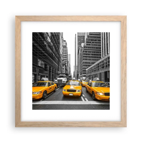 Plakat i ramme af lyst egetræ - Det er os, der farver byen - 30x30 cm