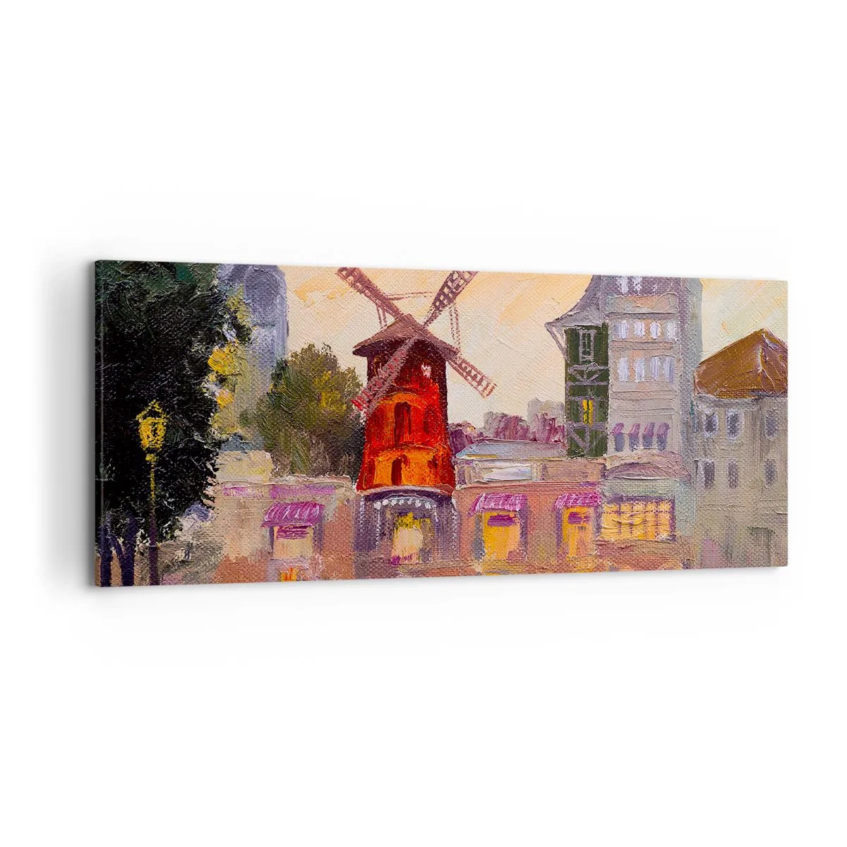 Lærredstryk - Billede på lærred - Parisiske ikoner - Moulin Rouge - 120x50 cm