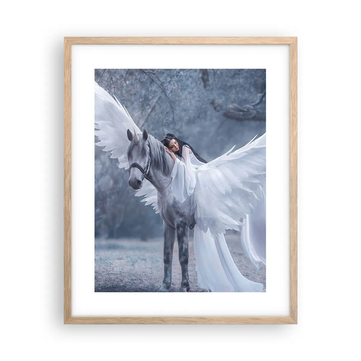 Plakat i ramme af lyst egetræ - Inspireret øjeblik - 40x50 cm