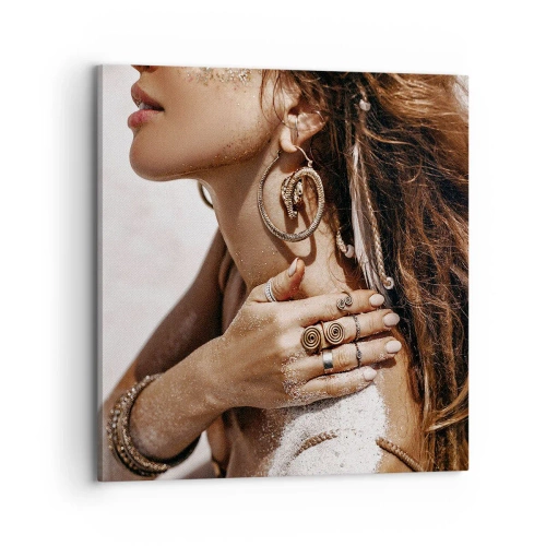 Lærredstryk - Billede på lærred - Dronning af den vilde strand - 70x70 cm