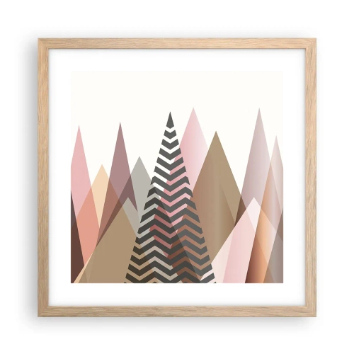 Plakat i ramme af lyst egetræ - Pyramide udsigt - 40x40 cm