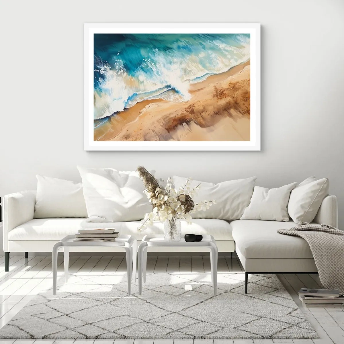 Plakat i hvid ramme - Tilbagevendende bølge - 91x61 cm