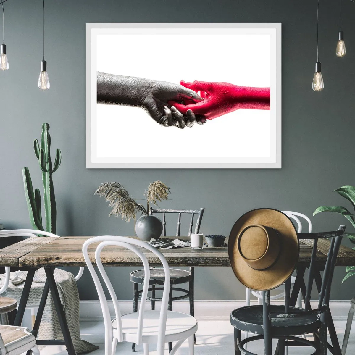 Plakat i hvid ramme - Sammen, om end forskellige - 70x50 cm