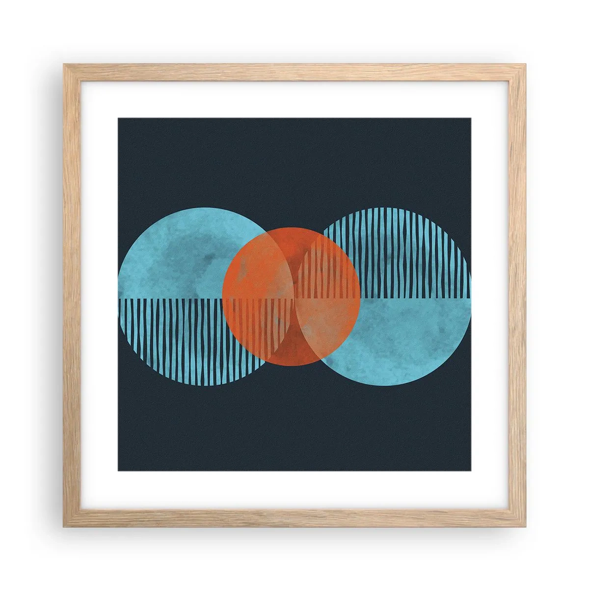Plakat i ramme af lyst egetræ - Symmetrisk sammensætning - 40x40 cm