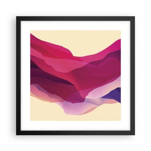 Plakat i sort ramme - Bølger i lilla - 40x40 cm