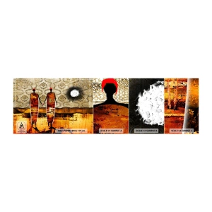 Prøve Fototapet Selvklæbende Deluxe Sticker - Etnisk sammensætning i farverne i Afrika - Mennesker, Afrika, Grafik - 100x30 cm