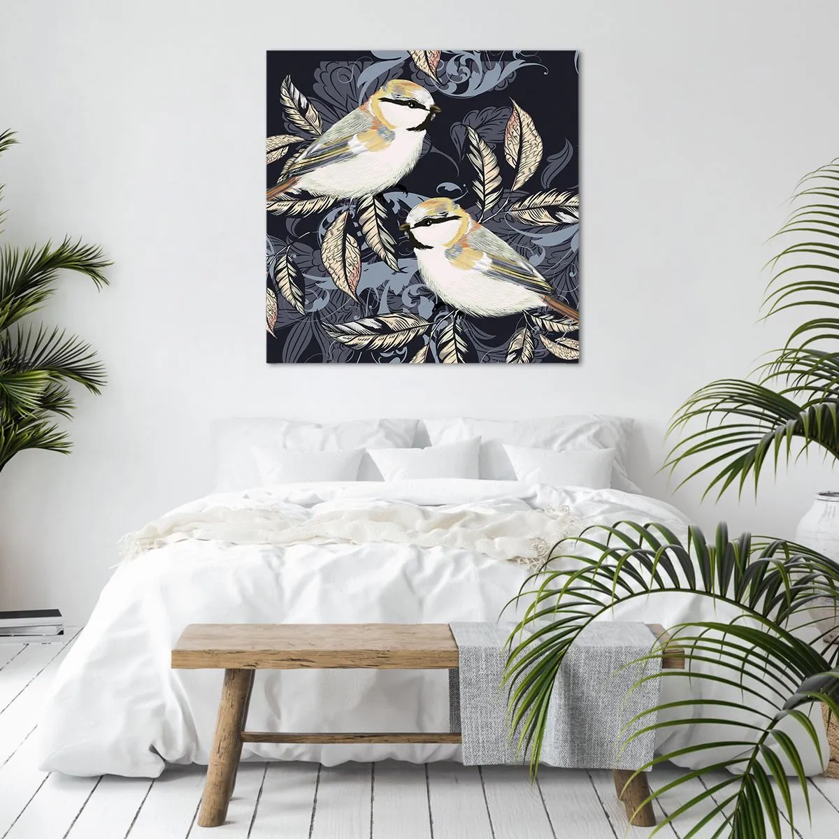 Lærredstryk - Billede på lærred - Gul-blå espalier - 70x70 cm