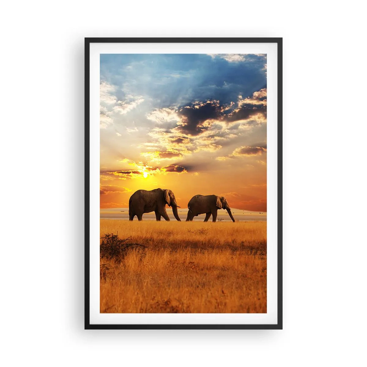 Plakat i sort ramme - Familievandring - 61x91 cm