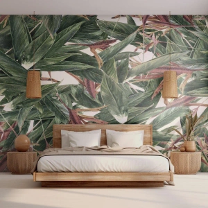 Fototapet Premium Sand - Smaragd- og syrenbuskads - Blomster, Hawaii, Blade - 200x140 cm