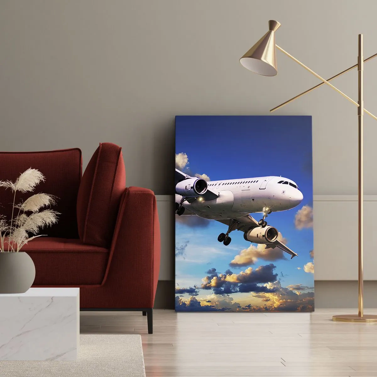Lærredstryk - Billede på lærred - En rejse i hvidt og blåt - 50x70 cm