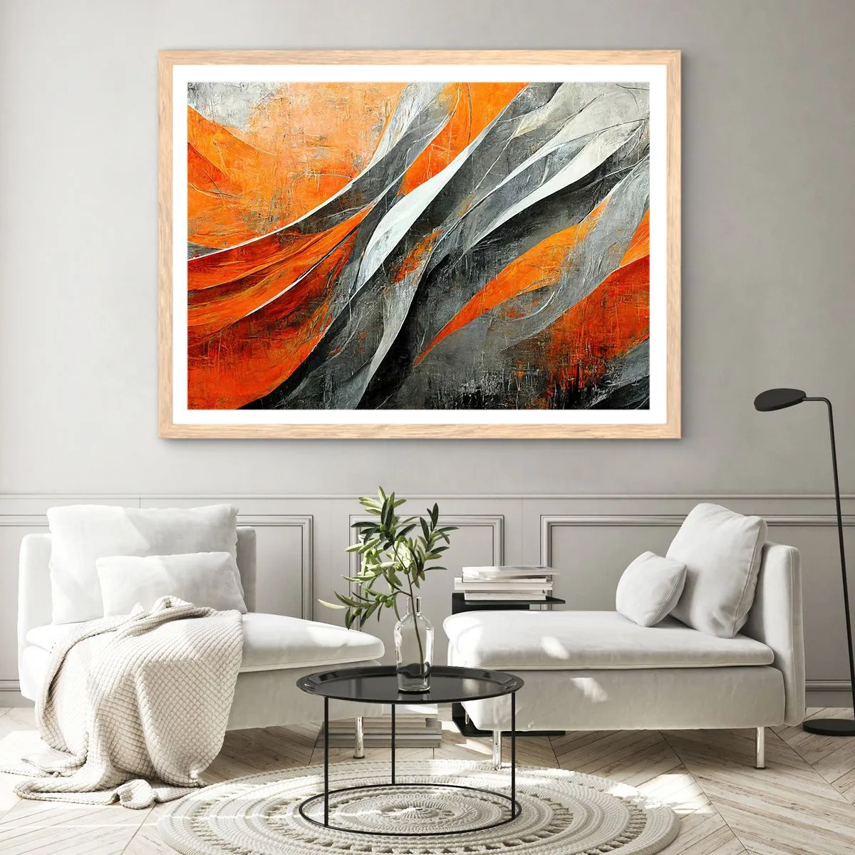 Plakat i ramme af lyst egetræ - Varme og kulde - 50x40 cm