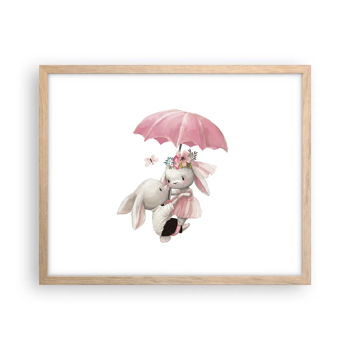 Plakat i ramme af lyst egetræ - Det er kærlighed - 50x40 cm