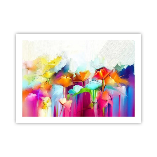Plakat - Regnbuen i blomstring - 70x50 cm
