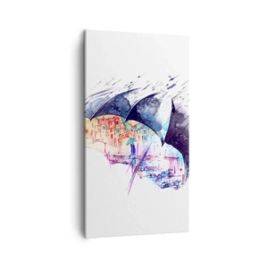 Lærredstryk - Billede på lærred - Gåtur i regnvejr - 45x80 cm