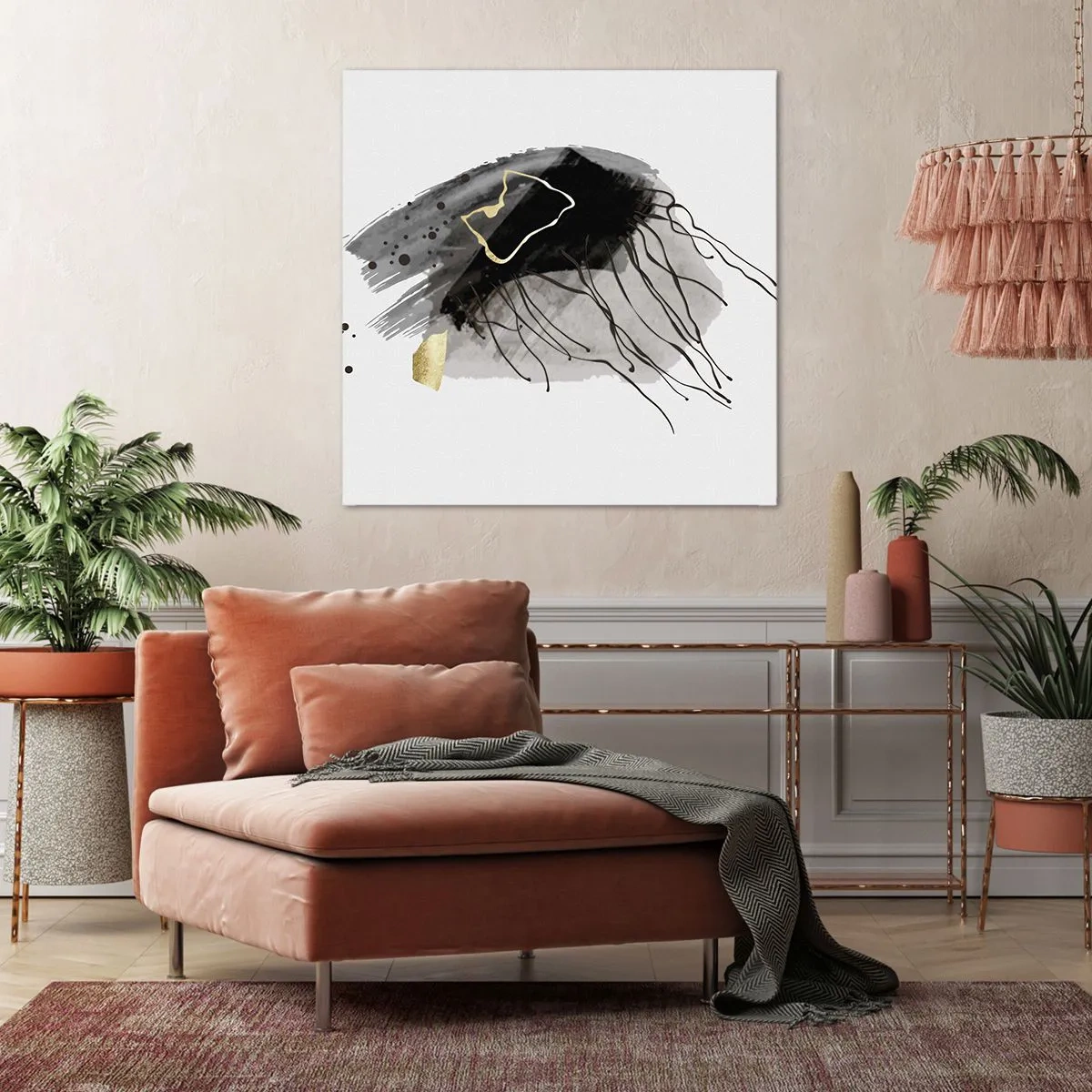 Lærredstryk - Billede på lærred - I sort og guld - 50x50 cm