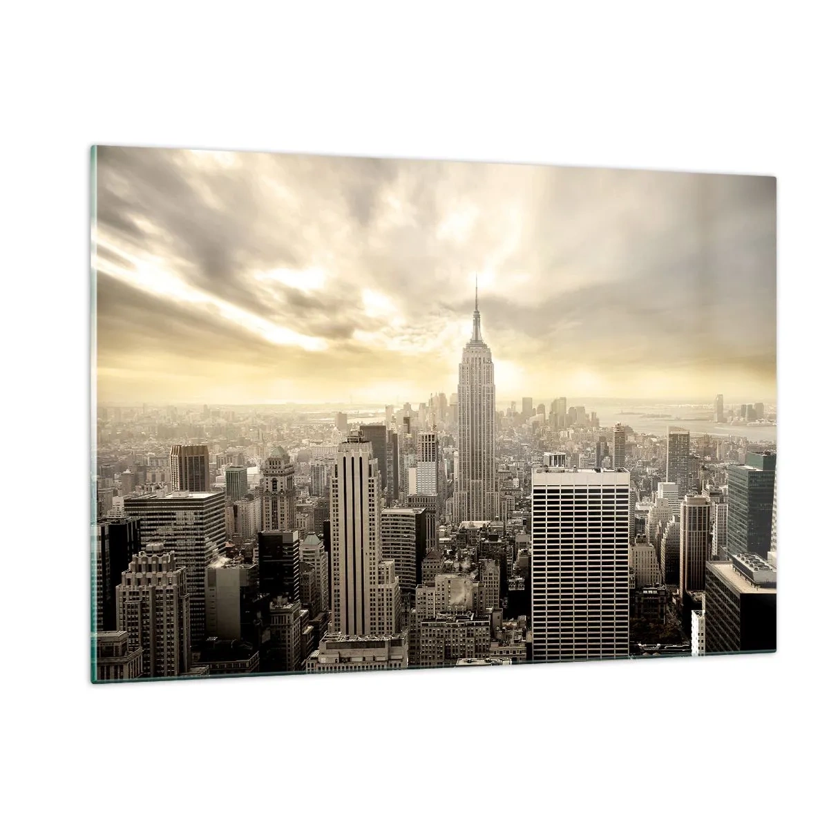 Billede på glas - New York vævet af grå - 120x80 cm