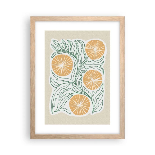 Plakat i ramme af lyst egetræ - Etnisk med et strejf af abstraktion - 30x40 cm