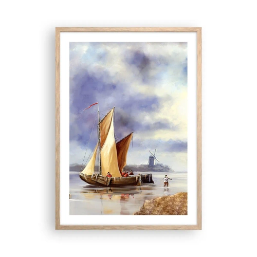 Plakat i ramme af lyst egetræ - Sømændenes tilbagevenden - 50x70 cm