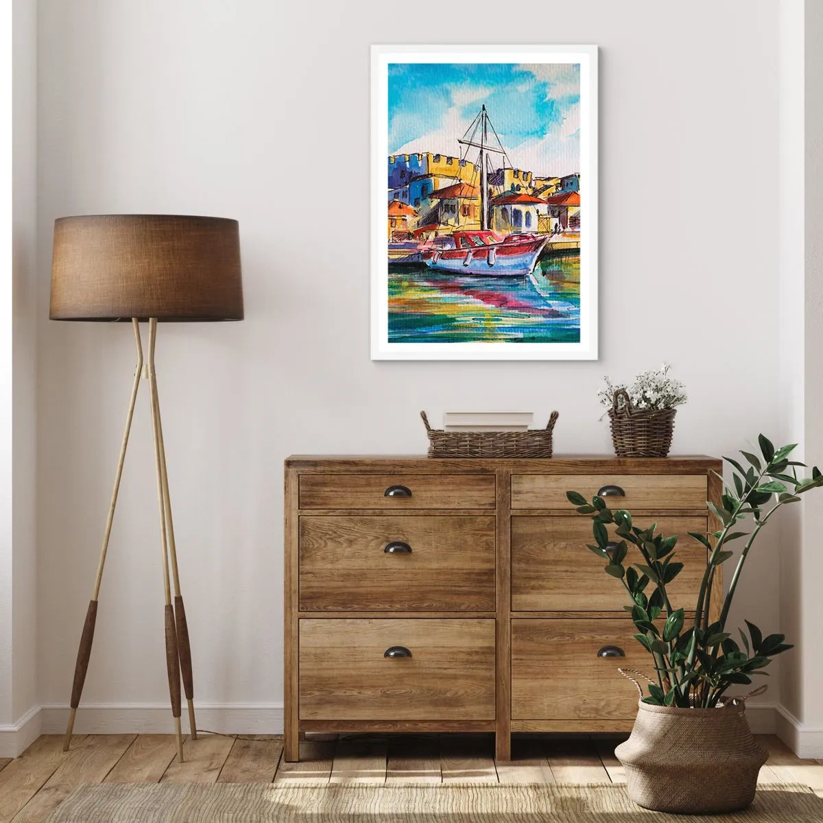 Plakat i hvid ramme - Regnbue eftermiddag - 70x100 cm