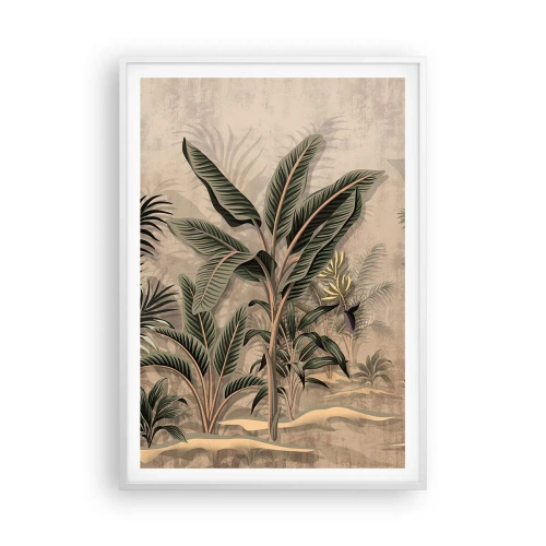 Plakat i hvid ramme - Gravering i kolonistil - 70x100 cm