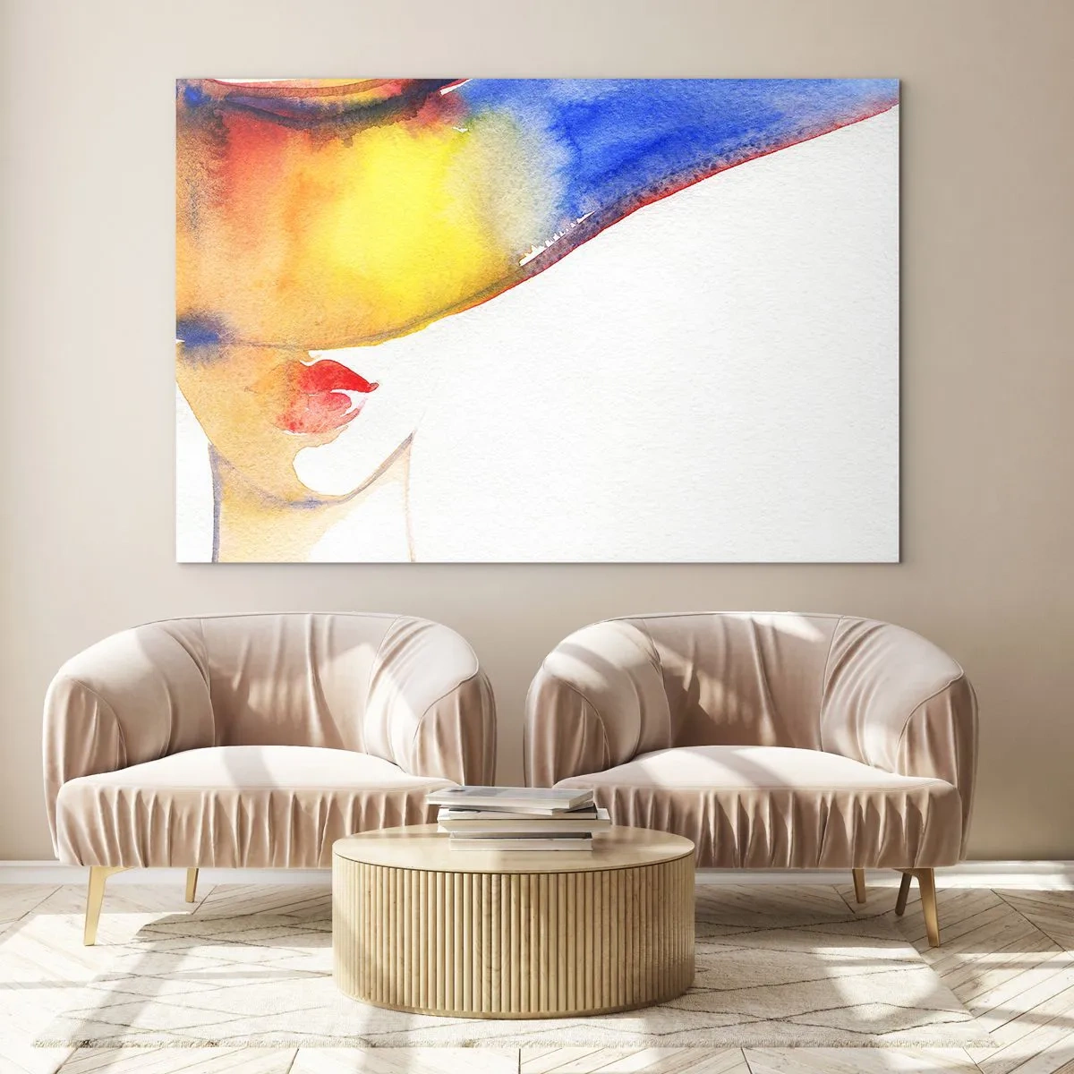 Billede på glas - Portræt af en dame    - 120x80 cm