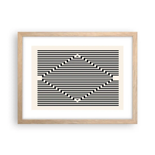 Plakat i ramme af lyst egetræ - Geometrisk illusion - 40x30 cm