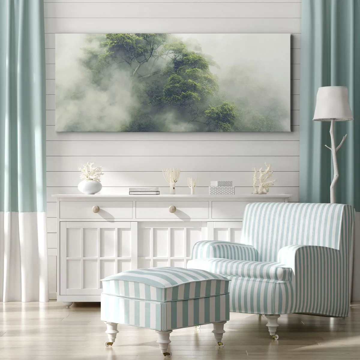 Lærredstryk - Billede på lærred - Pakket ind i tåge - 100x40 cm
