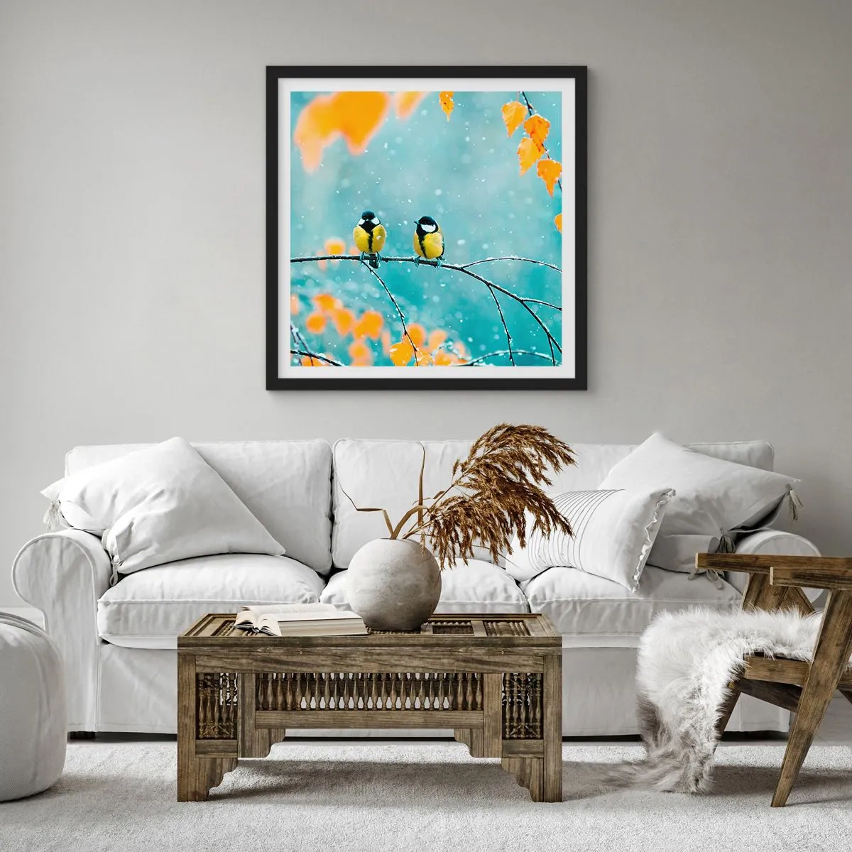 Plakat i sort ramme - Sladder om fugle - 50x50 cm