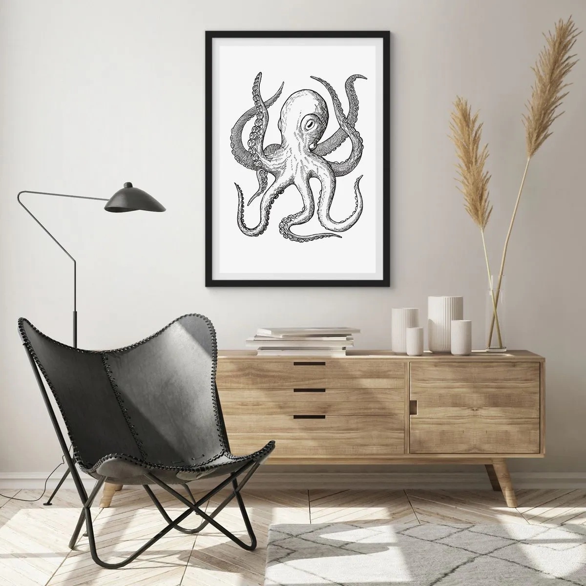 Plakat i sort ramme - Dans med bølger - 70x100 cm