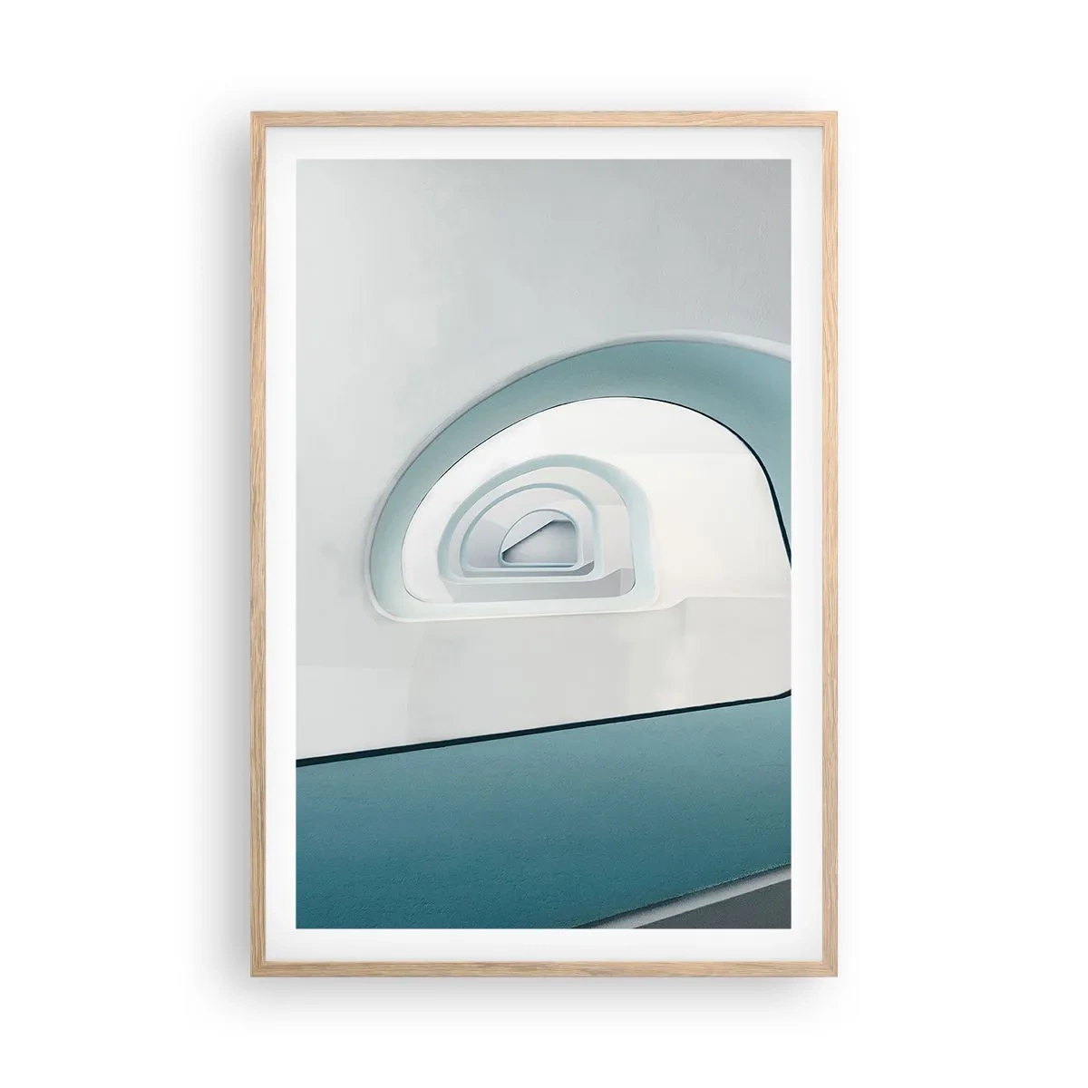 Plakat i ramme af lyst egetræ - Til bunden af det blå - 61x91 cm