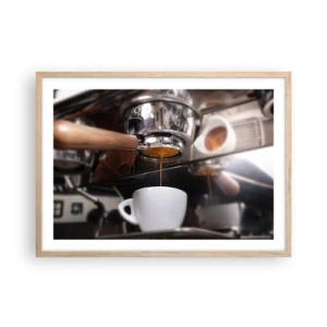 Plakat i ramme af lyst egetræ - Et godt øjeblik på dagen - 70x50 cm