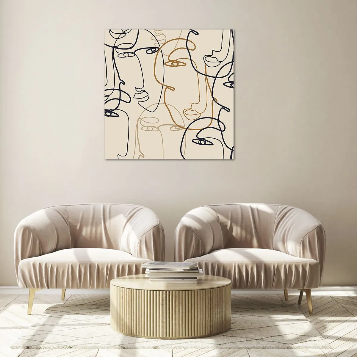 Billede på glas - Portræt ganget med hinanden - 70x70 cm