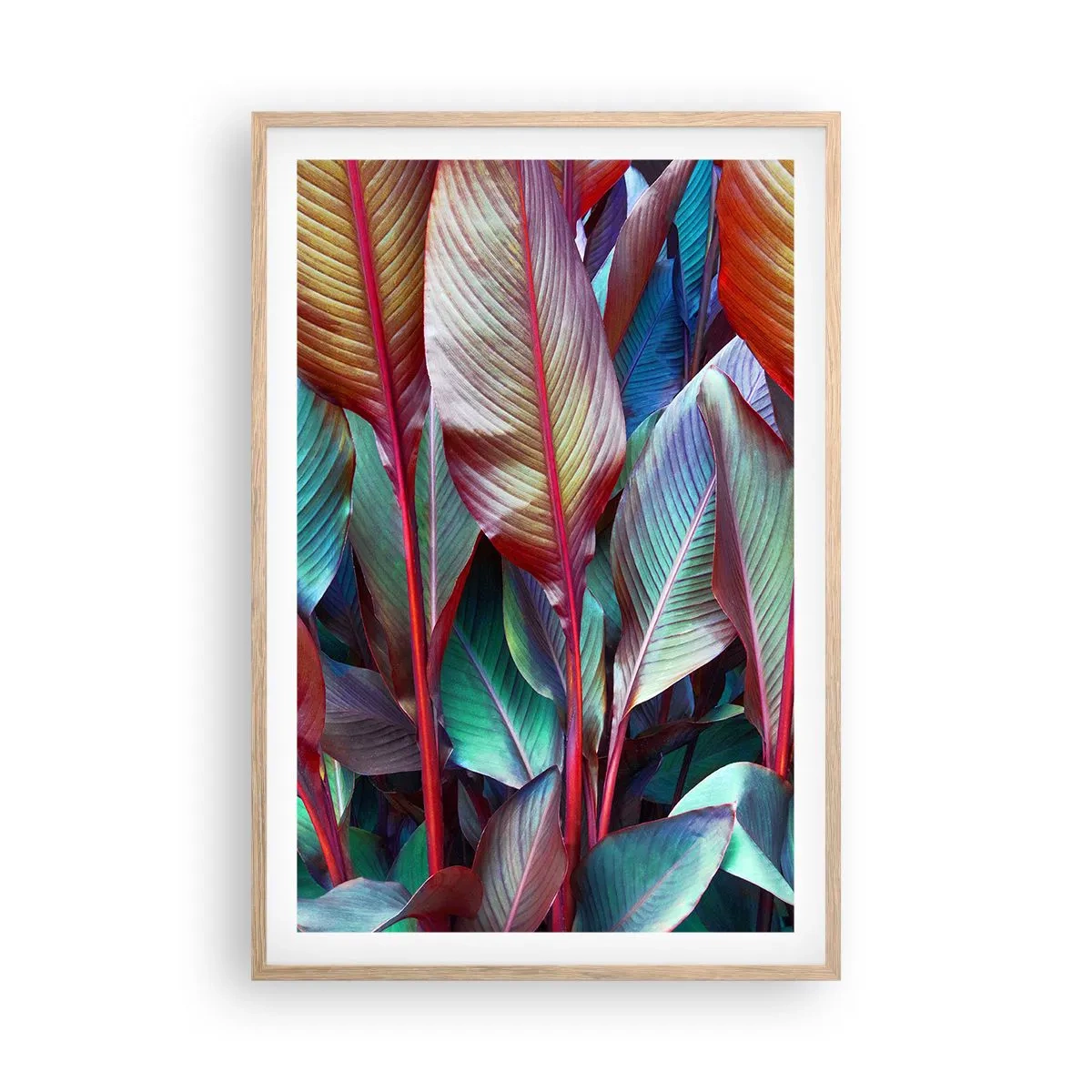 Plakat i ramme af lyst egetræ - Farverigt krat - 61x91 cm