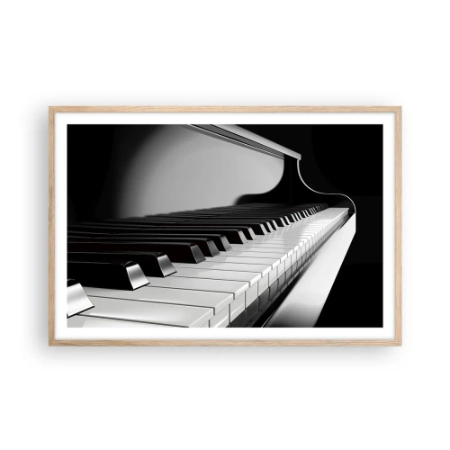Plakat i ramme af lyst egetræ - Harmoni af former og farver - 91x61 cm