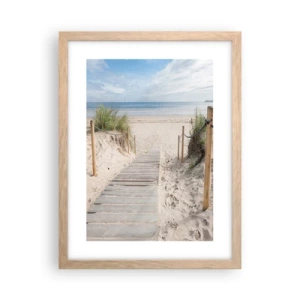 Plakat i ramme af lyst egetræ - Ud over horisonten - 30x40 cm