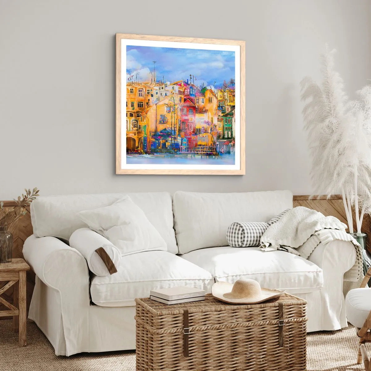 Plakat i ramme af lyst egetræ - Vi er sammen - 60x60 cm