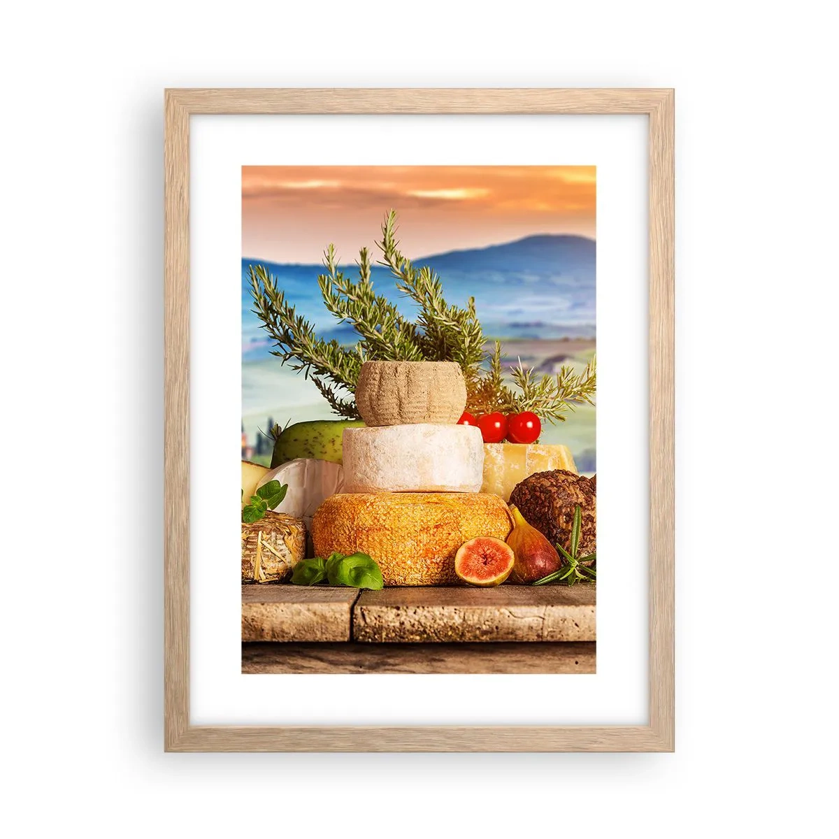 Plakat i ramme af lyst egetræ - Italiensk livsglæde - 30x40 cm