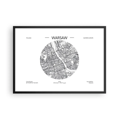 Plakat i sort ramme - Warszawas anatomi - 70x50 cm
